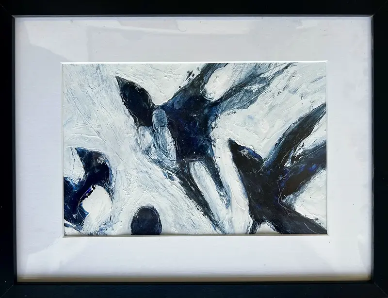 Akrylmålning Skata 18. Mot ursprunget. Ur serien"Ser du skatan". av Tom Kvém