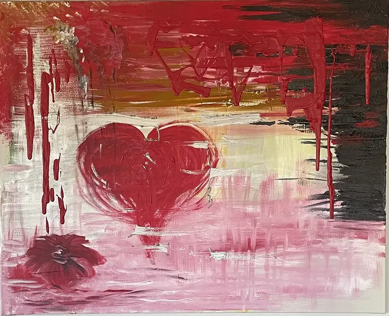 Akrylmålning Love av Lena Hallman