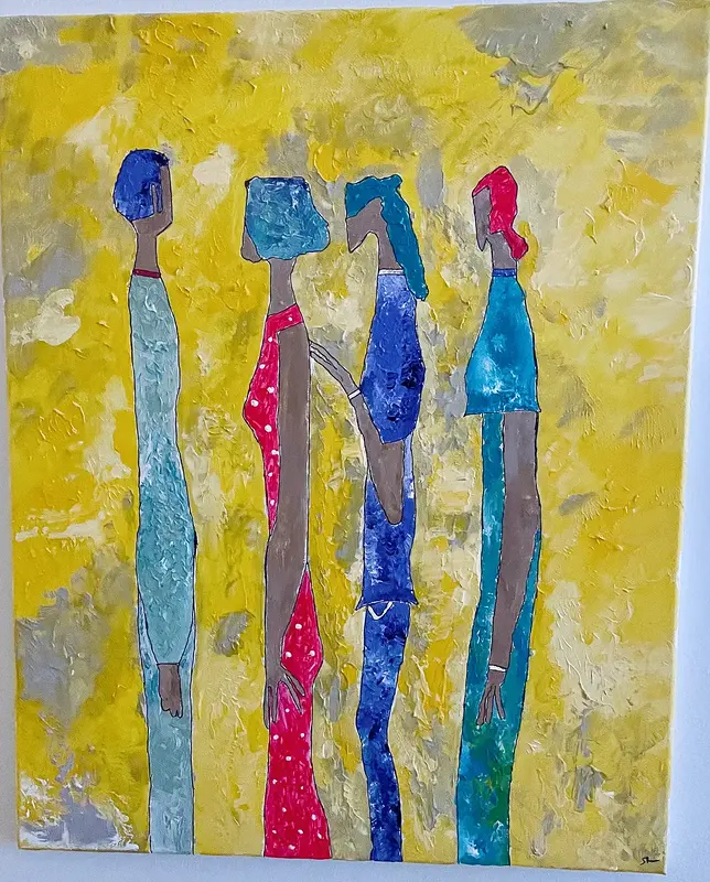 Akrylmålning Familjen av Salma Lindholm