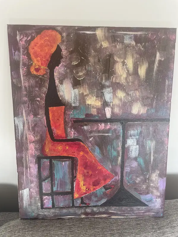 Akrylmålning Lady in red av Salma Lindholm