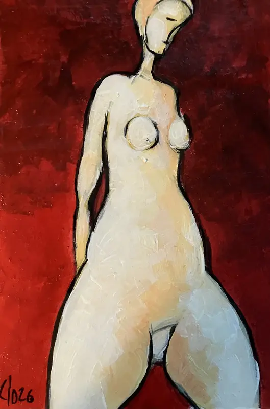 Akrylmålning Naken modell Akt 22 av Calin Ion Deas