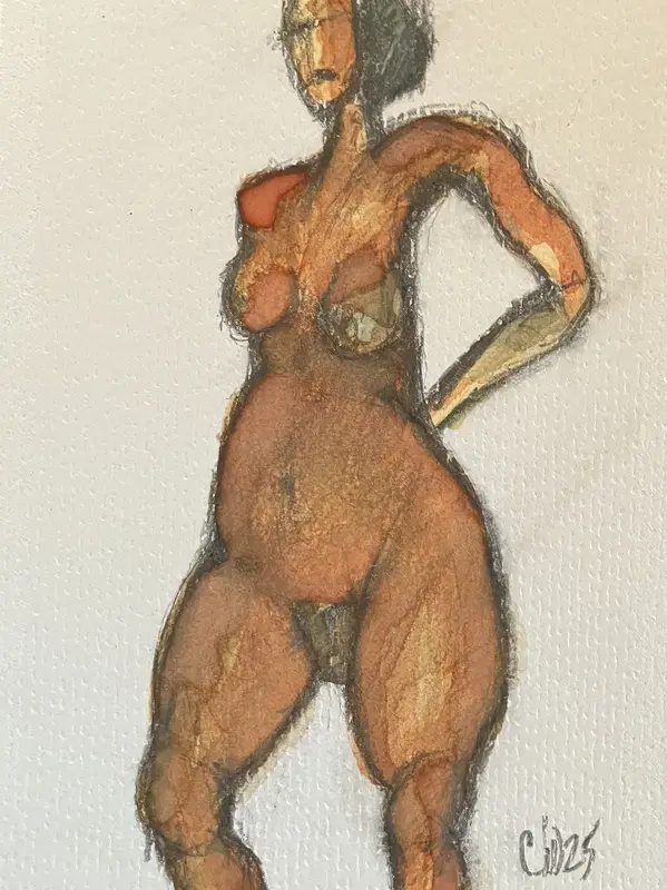 Akvarell Naken modell Akt 25 av Calin Ion Deas