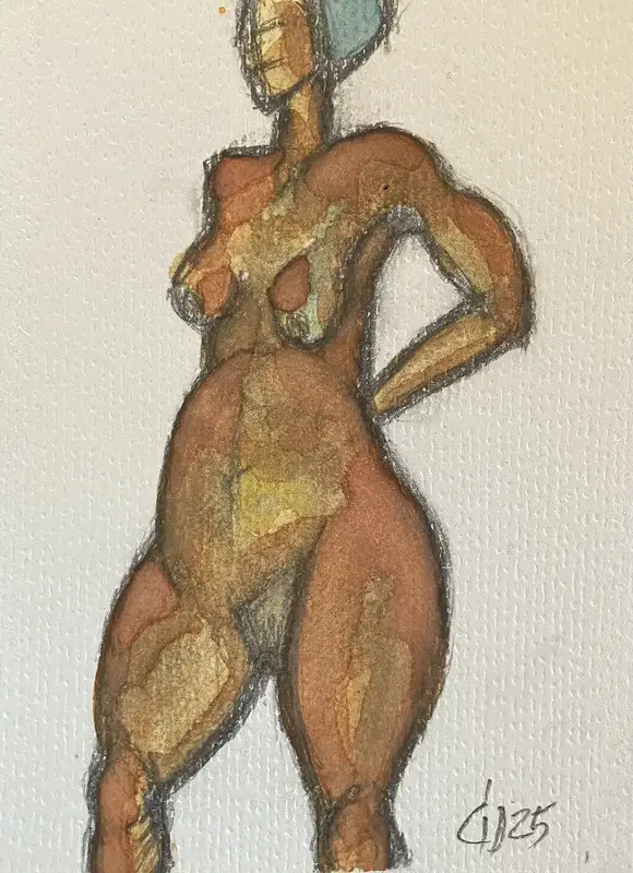 Akvarell Naken modell Akt 26 av Calin Ion Deas