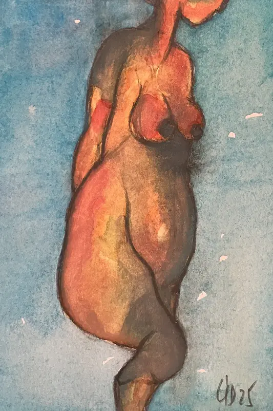 Akvarell Naken modell Akt 33 av Calin Ion Deas