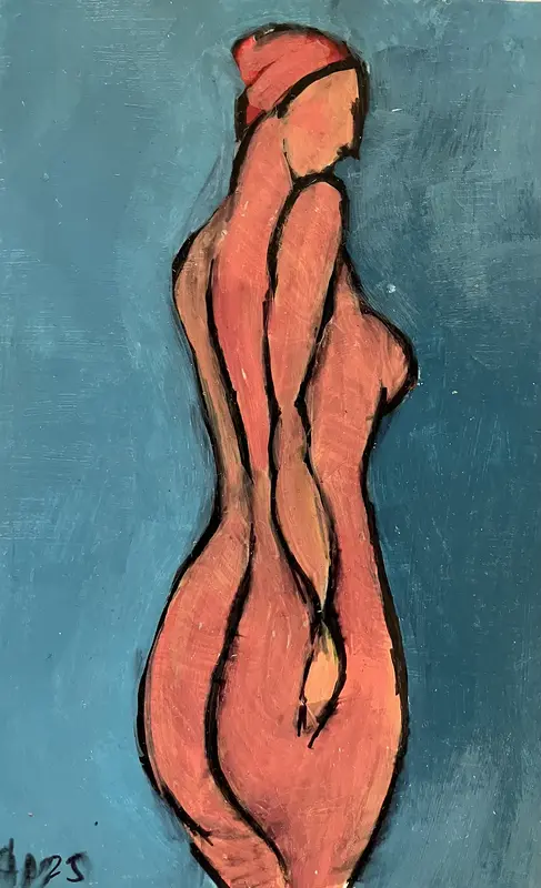 Akrylmålning Naken modell Akt30 av Calin Ion Deas