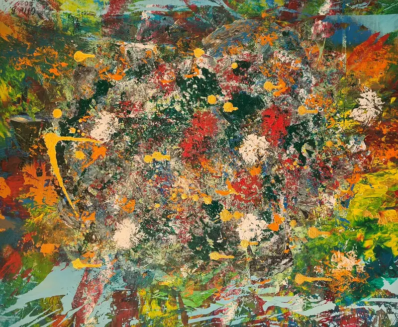 Akrylmålning Blomsterlandet av Olle Brobeck