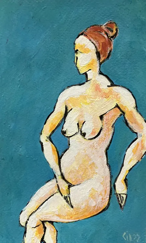 Akrylmålning Naken modell Akt 38 av Calin Ion Deas