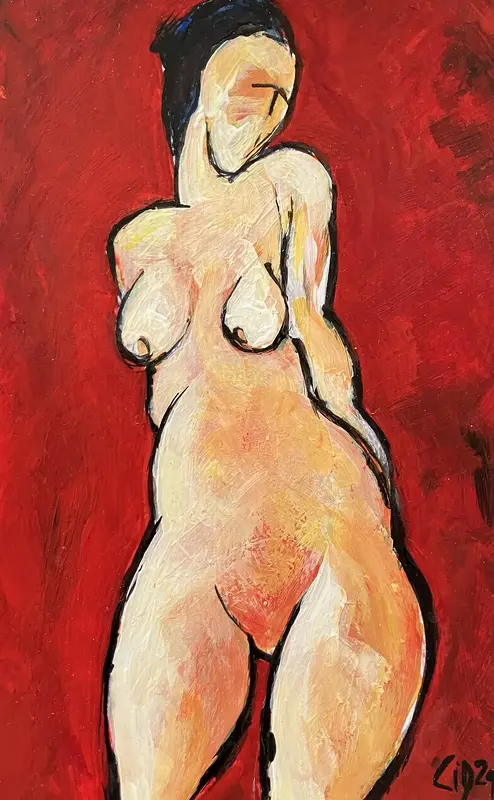 Akrylmålning Naken modell Akt 41 av Calin Ion Deas