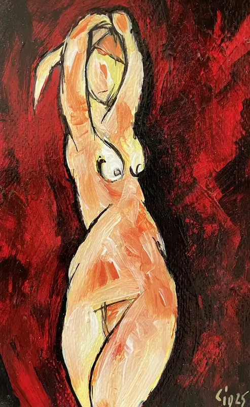 Akrylmålning Naken modell Akt 42 av Calin Ion Deas