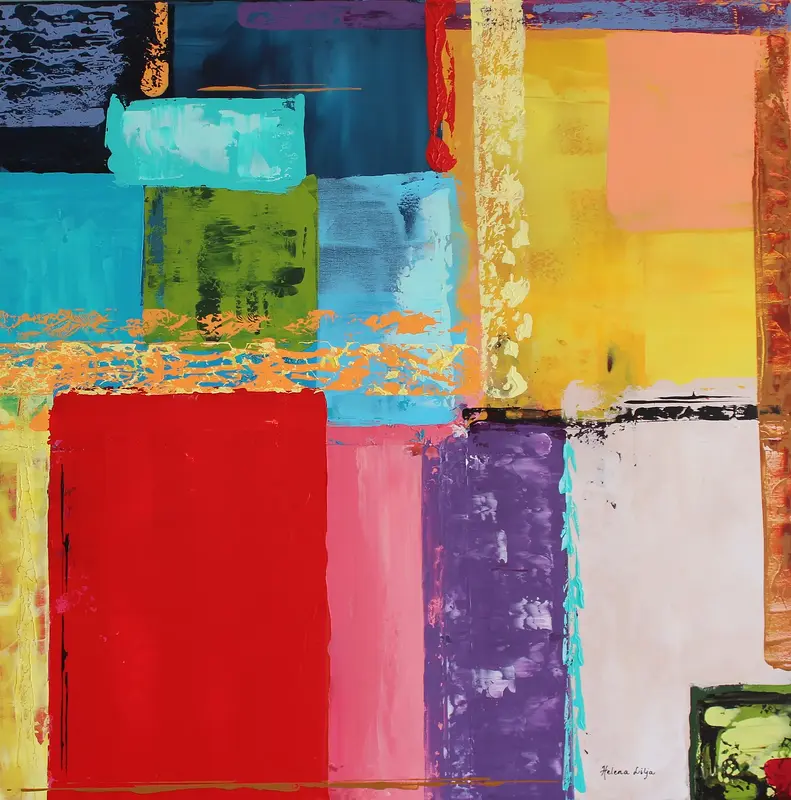 Akrylmålning Färgstark 7 av Helena Lilja