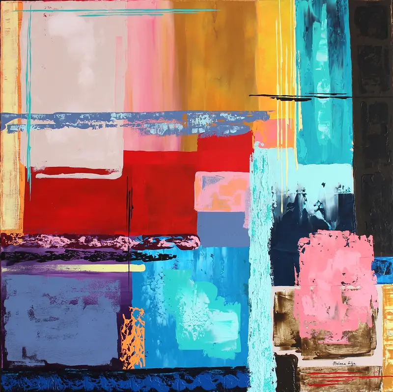 Akrylmålning Färgstark 8 av Helena Lilja