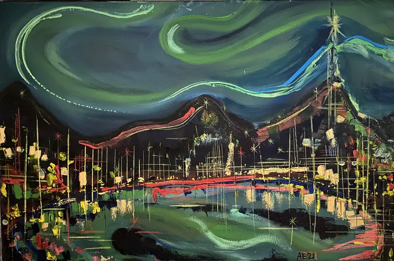 Oljemålning Norrsken av Eugen Anghel