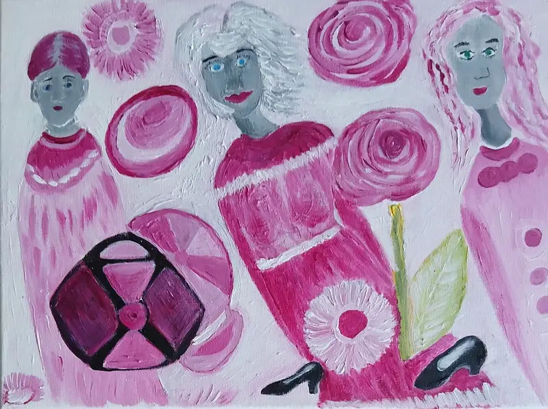 Akrylmålning Coola tjejer av Monica Hamberg