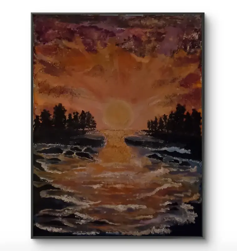 Oljemålning Before the sun sets av Rebecca Berglund