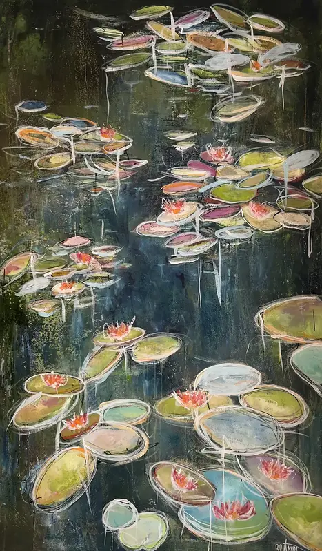 Akrylmålning Study of Monets garden av Anna Artistockholm Brandt