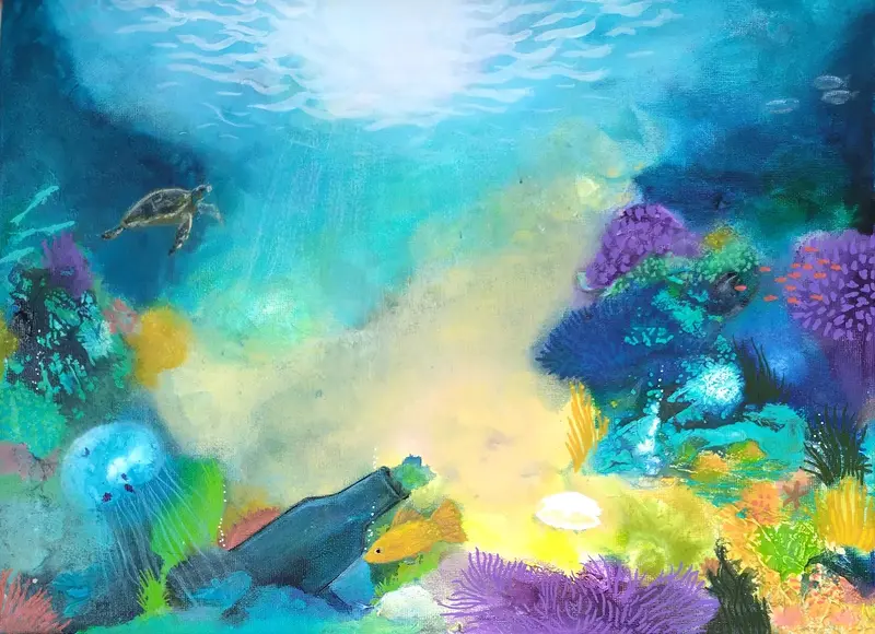 Akrylmålning Coral reef av Lisa Svensson