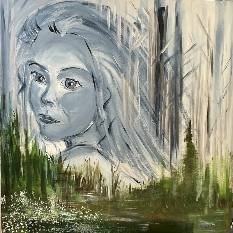 Akrylmålning Skogsrå av Lena Hallman