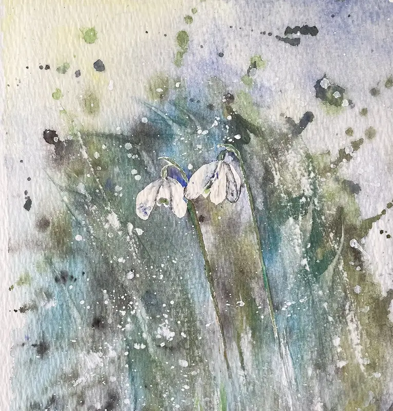 Akvarell Vårvinter av Lilly Nordström