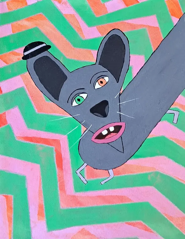 Akrylmålning Cirkushund av Hanna Engdahl