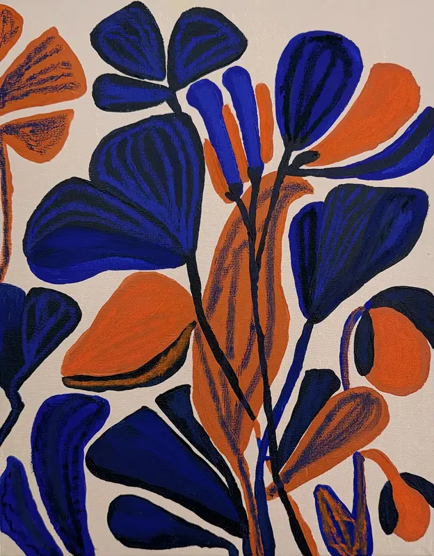 Akrylmålning Ginko av Sofia Ekeberg