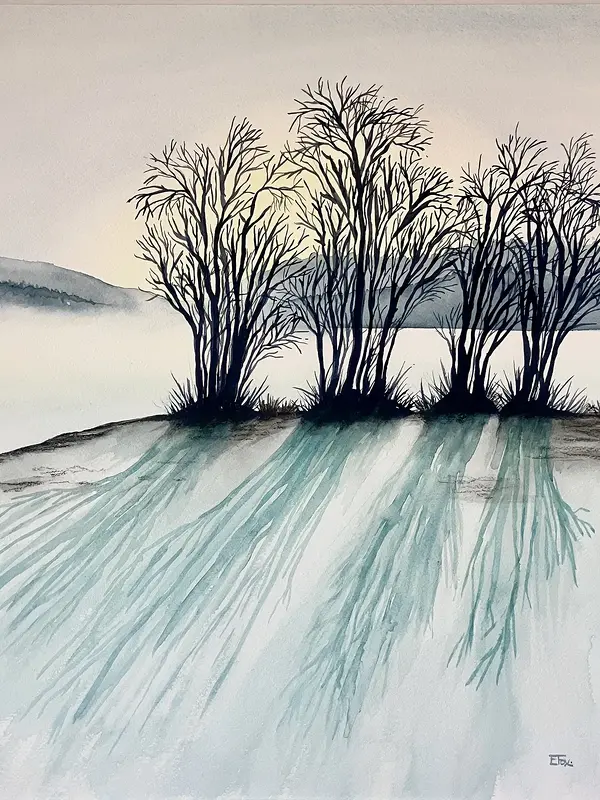 Akvarell Motljus av Eva Fox