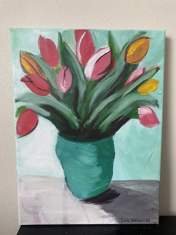 Akrylmålning Tulpaner av Sara Edfast