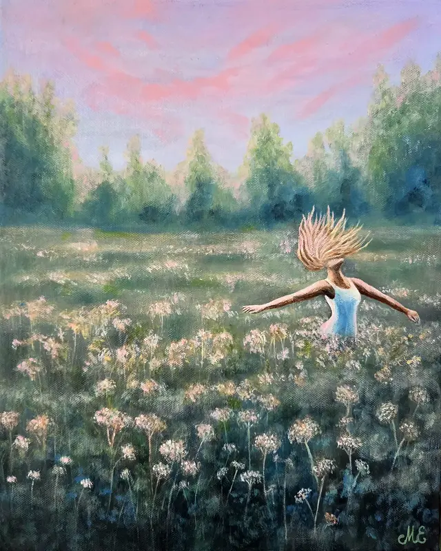 Akrylmålning Dans i juninatten av Malin Eklund