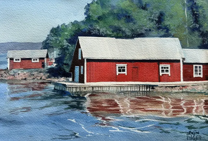 Akvarell Sommarreflektion av Kajsa Flinkfeldt