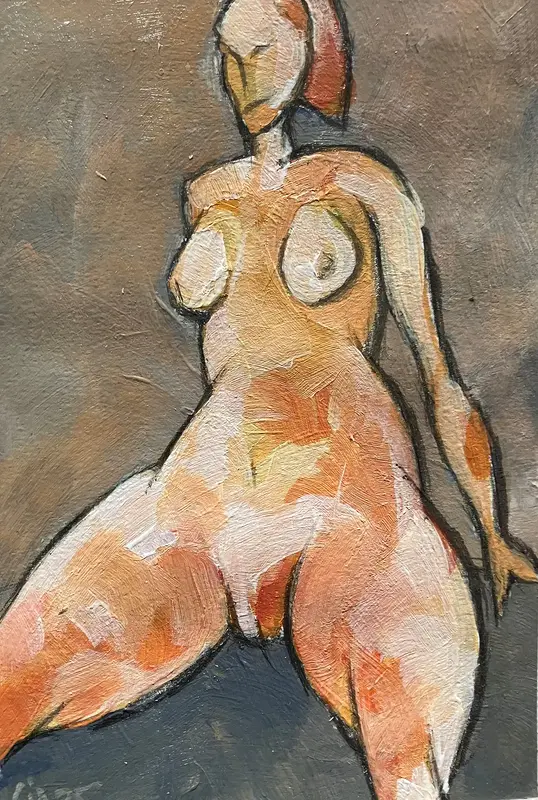 Akrylmålning Naken modell Akt 49 av Calin Ion Deas