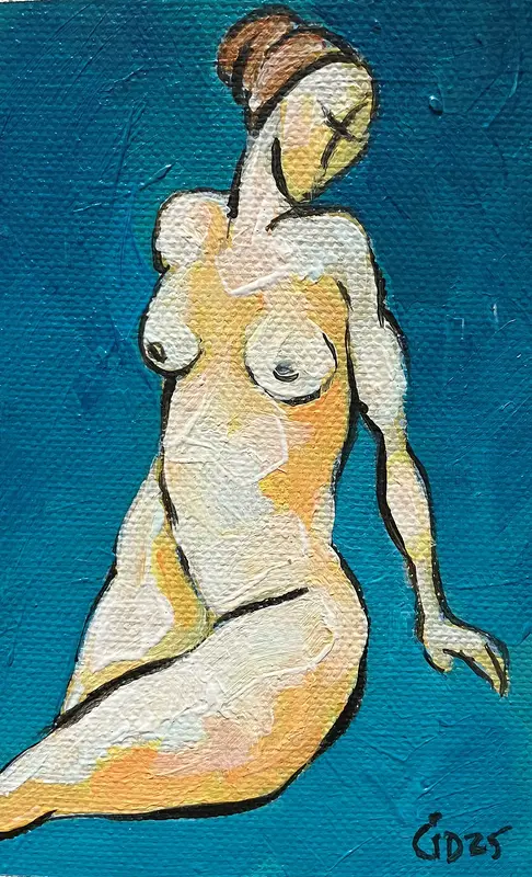 Akrylmålning Naken modell Akt 50 av Calin Ion Deas