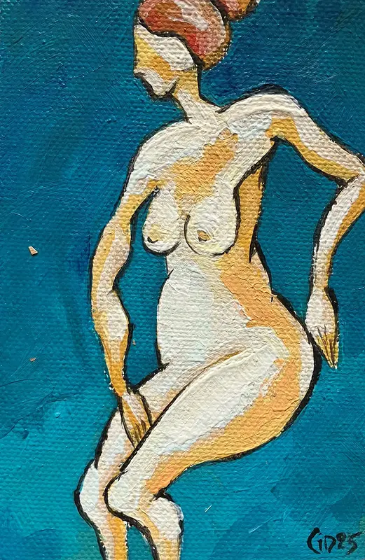 Akrylmålning Naken modell Akt 51 av Calin Ion Deas