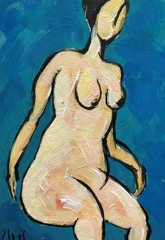 Akrylmålning Naken modell Akt 55 av Calin Ion Deas