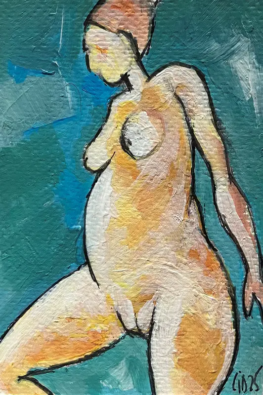 Akrylmålning Naken modell Akt 60 av Calin Ion Deas