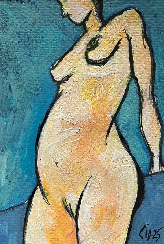 Akrylmålning Naken modell Akt 63 av Calin Ion Deas