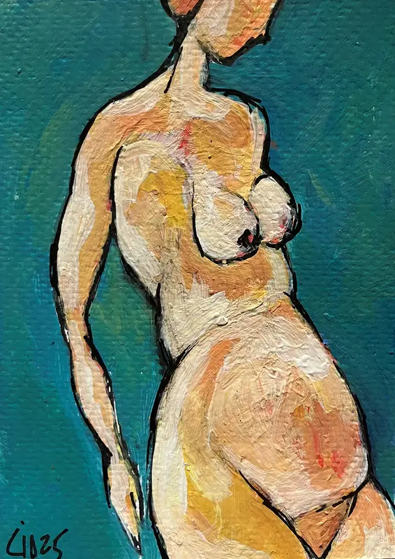 Akrylmålning Naken modell Akt 64 av Calin Ion Deas