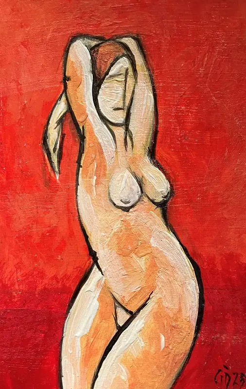 Akrylmålning Naken modell Akt 69 av Calin Ion Deas