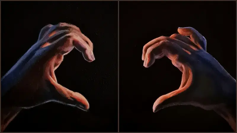 Akrylmålning En del (av mitt hjärta) - Diptych av Mimmi MPs ArtCreations Pettersson