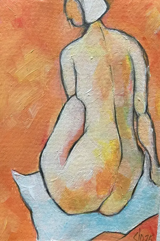 Akrylmålning Naken modell Akt 75 av Calin Ion Deas