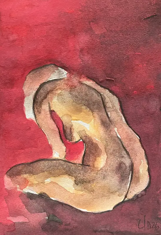 Akvarell Naken modell Akt 76 av Calin Ion Deas