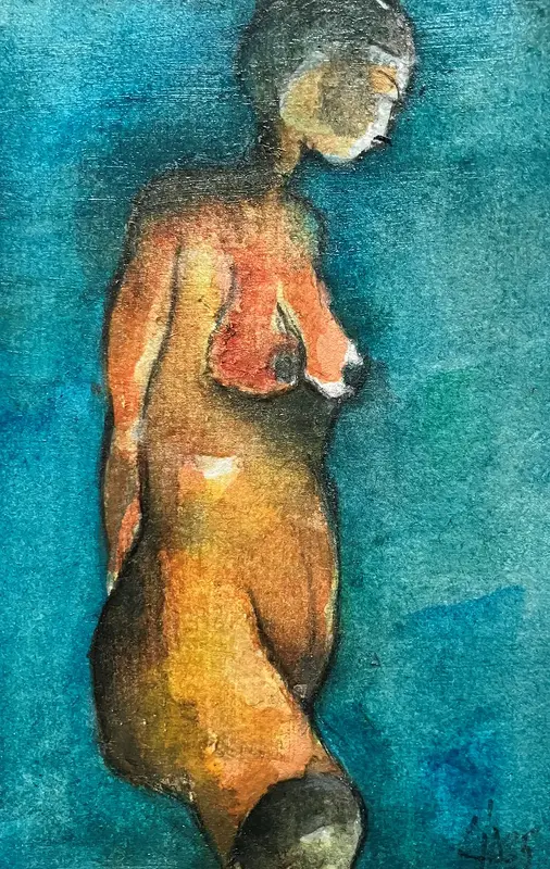 Akvarell Naken modell Akt 80 av Calin Ion Deas