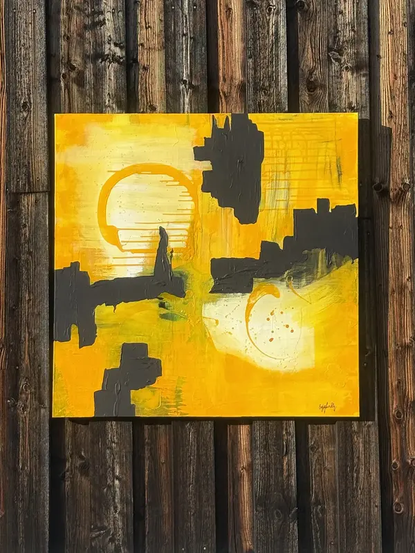 Akrylmålning City of Sunshine av Artflow Sofia Lundh