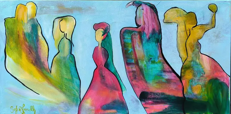 Akrylmålning Bröllopsyra av Artflow Sofia Lundh