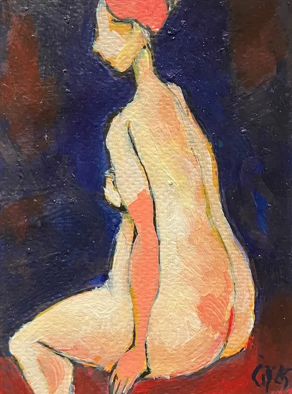 Akrylmålning Naken modell Akt 88 av Calin Ion Deas