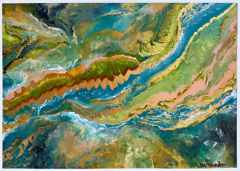 Akrylmålning Sandy Coast av Mikaela Gernandt