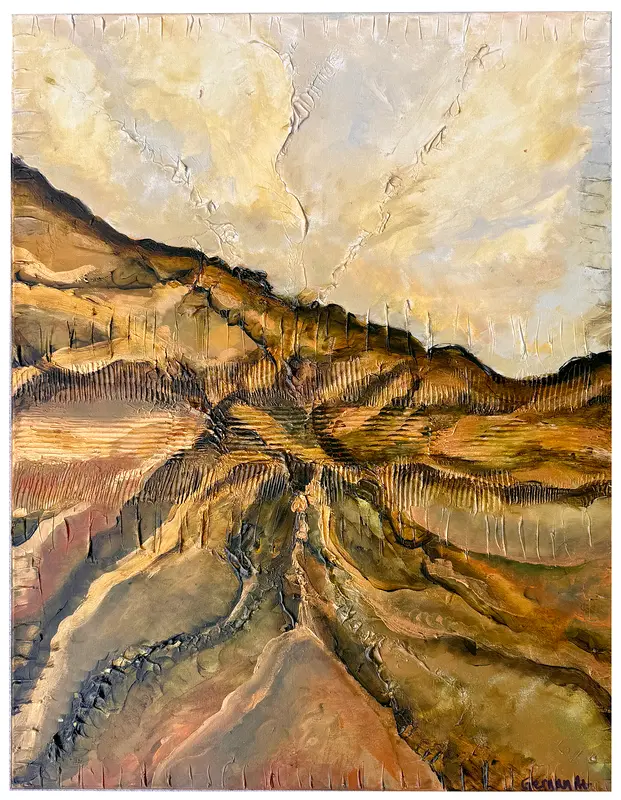 Akrylmålning Mountain Strata av Mikaela Gernandt