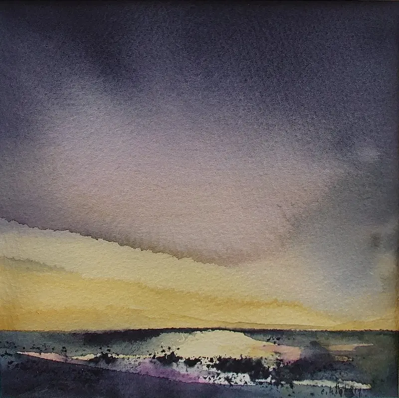 Akvarell Morgonrodnad av Eva Högberg