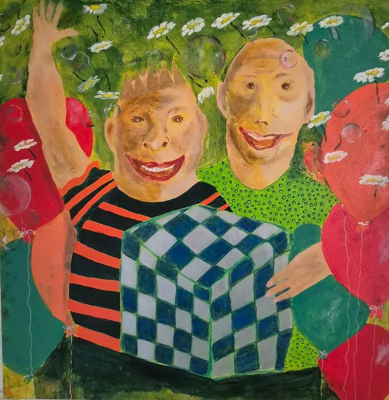 Akrylmålning Grabbarna av Inger Wallenius