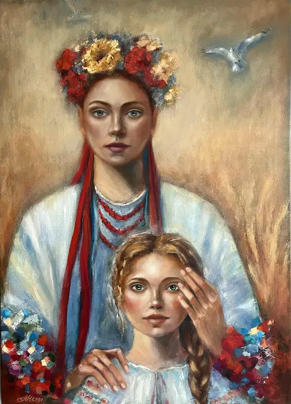 Oljemålning Mor och dotter av Anzhelika Henne