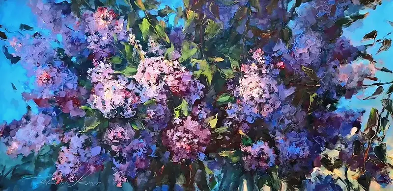 Oljemålning Lilac love av Tetiana Kozhushko