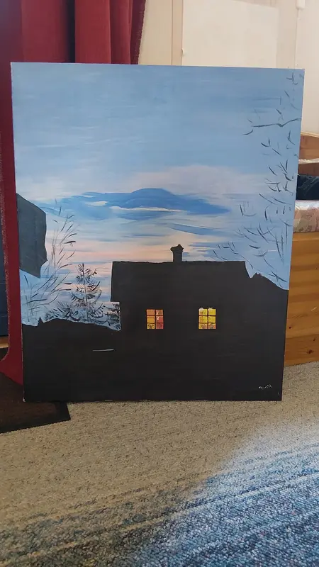 Oljemålning Blå timmen av Gisela Lindberg